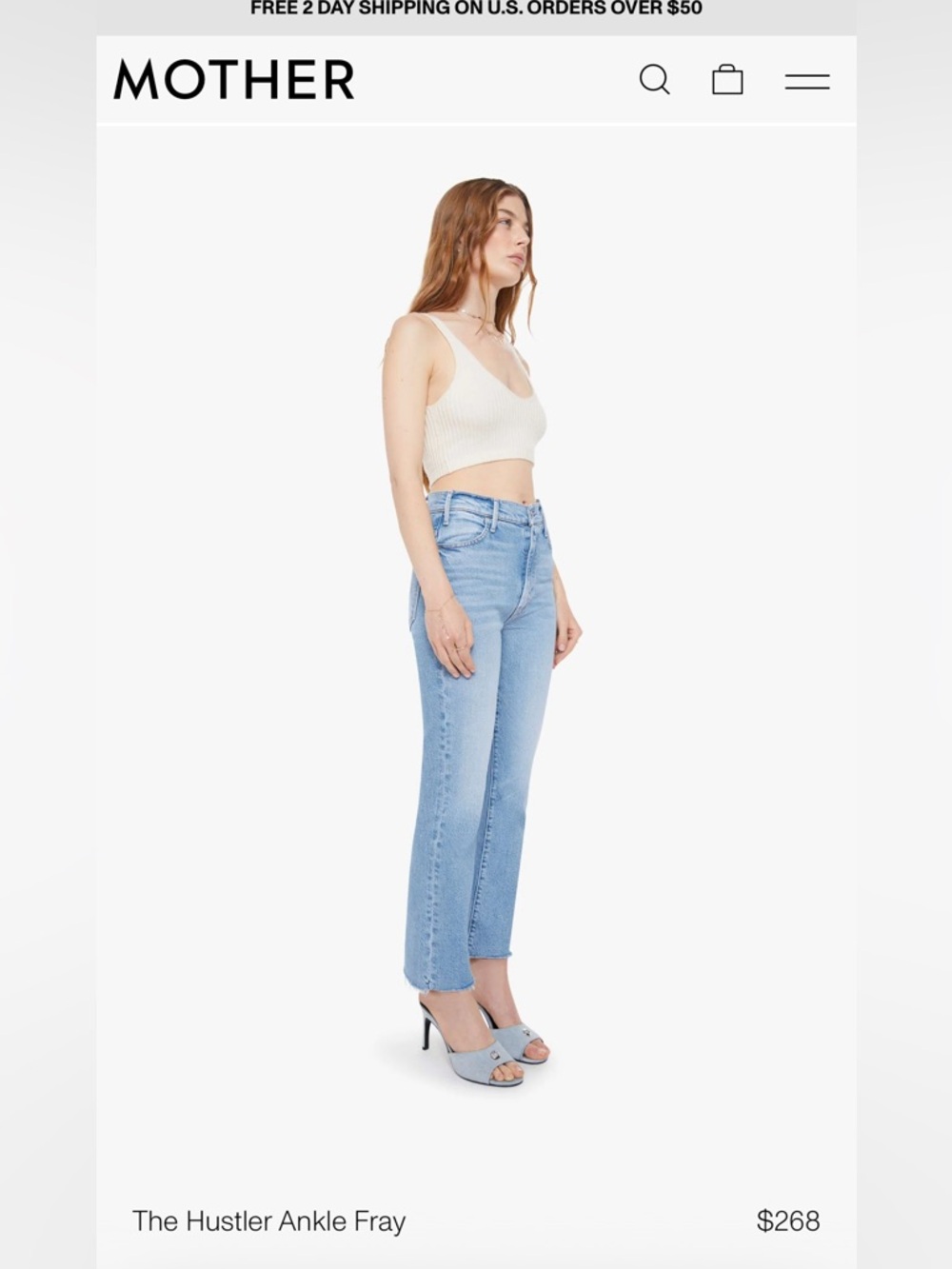 MOTHER The Hustler Ankle Fray Jean